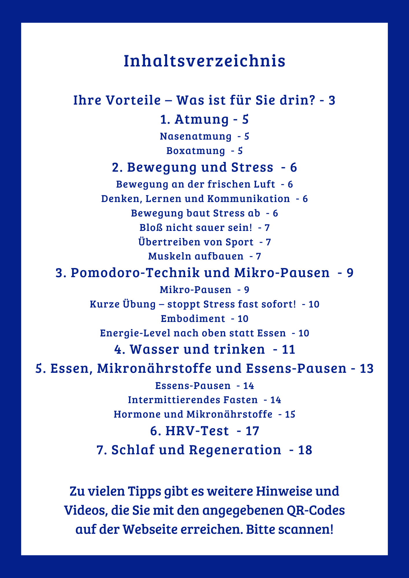 Inhaltsverzeichnis - 7-Top-Tipps für mehr Energie, Lebensfreude und Effizienz